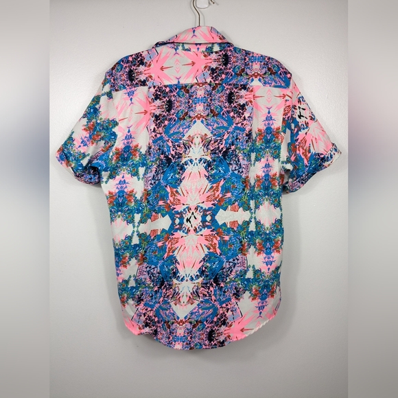 Seaplane Shirt Mens Size XS Geometric Psychedelic All Over Print Button Front - Picture 2 of 10